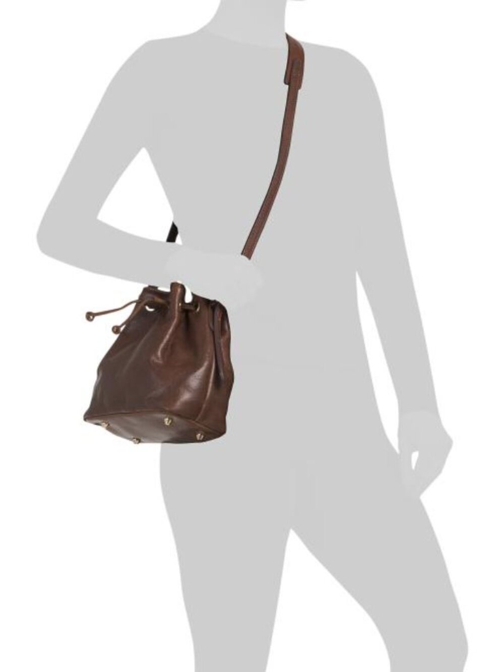 VALENTINA Made In Italy Leather Mini Drawstring Bucket - Picture 4 of 4
